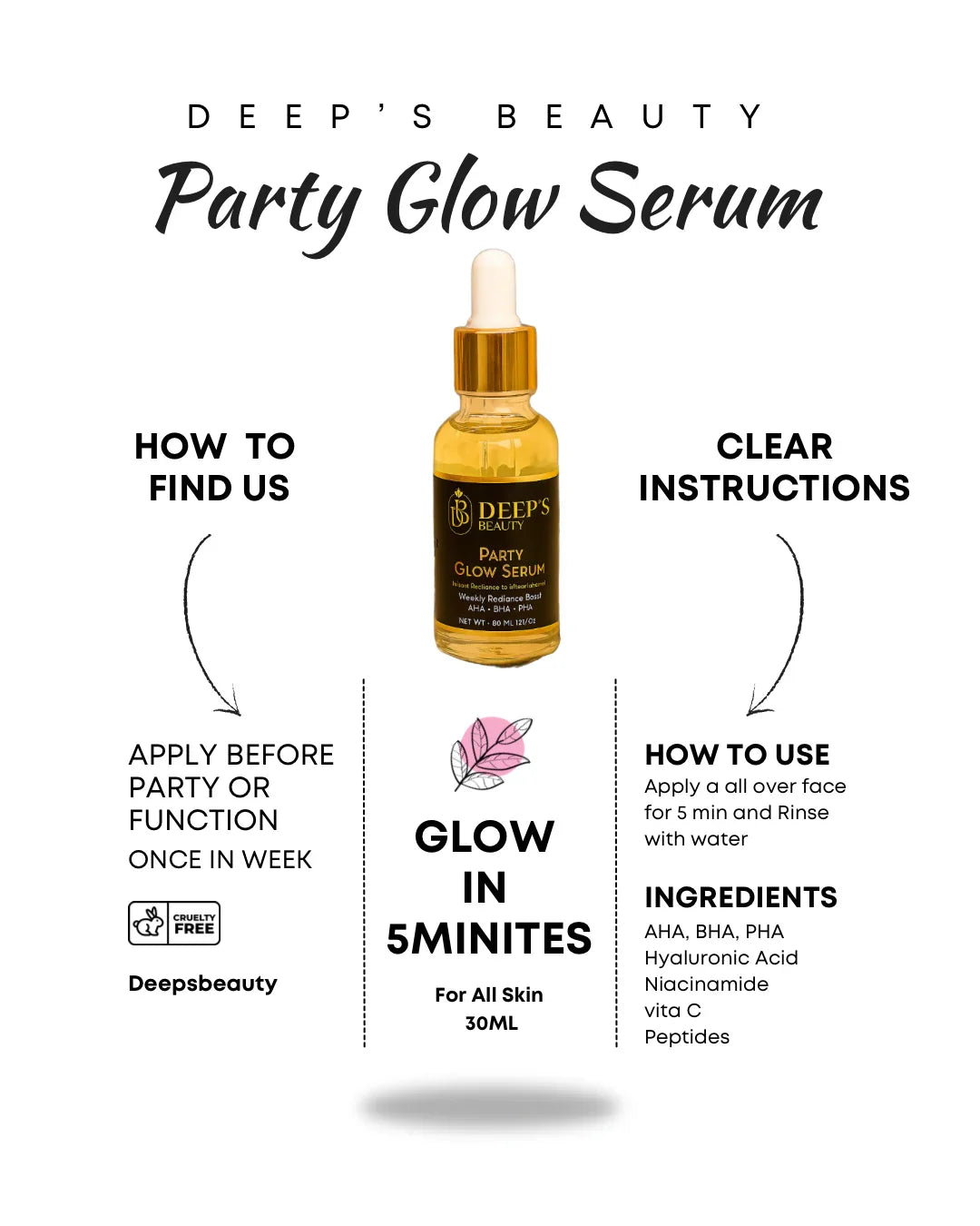 Korean Party Glow serum- 30ml - Deep’s Skin Clinic