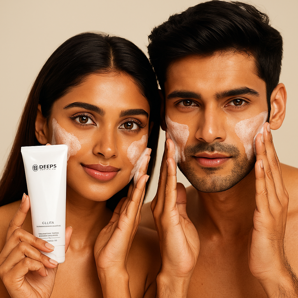 Gluta Brightening Face Wash – Gentle Skin Cleanser with Glutathione| Deep Clean, Fades Dark Spots, Brightens Dull Skin | For All Skin Types | 100ml - Deep’s Skin Clinic