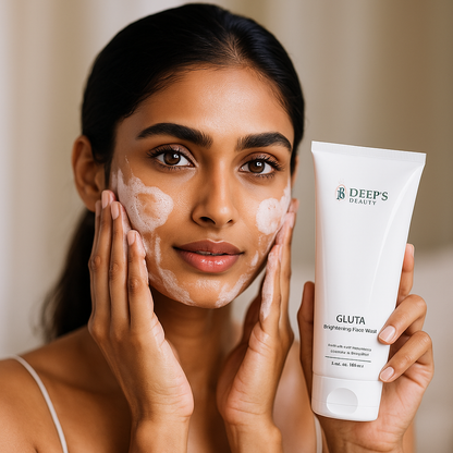 Gluta Brightening Face Wash – Gentle Skin Cleanser with Glutathione| Deep Clean, Fades Dark Spots, Brightens Dull Skin | For All Skin Types | 100ml - Deep’s Skin Clinic