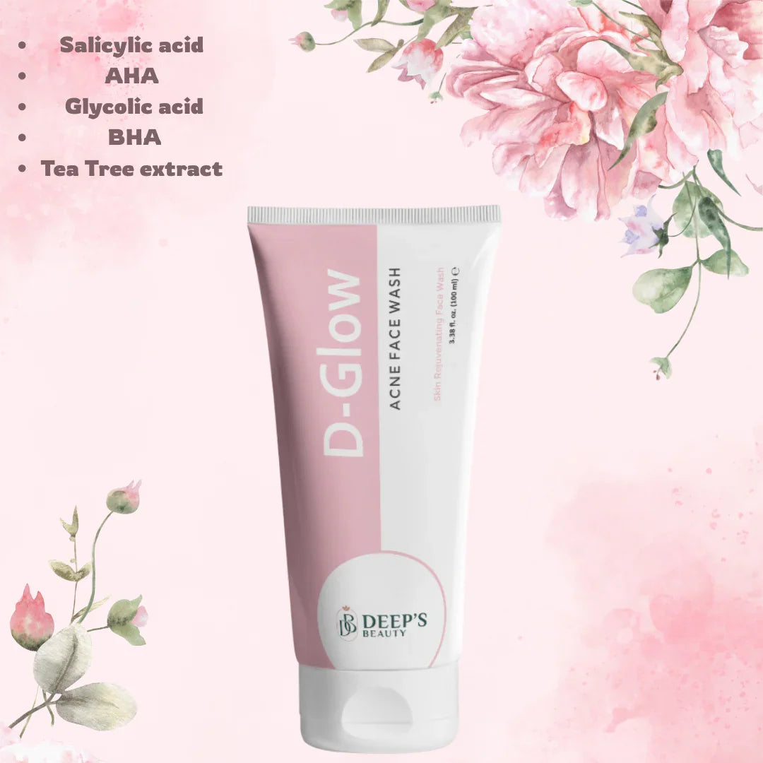 D Glow Acne Face Wash  | Fights Breakouts, Controls Oil & Fades Acne Scars |  Oily & Acne-Prone Skin | 100ml - Deep’s Skin Clinic